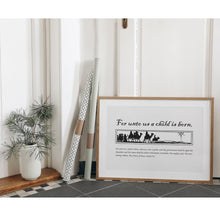 Load image into Gallery viewer, For Unto Us a Child Is Born Wall Art Print – Isaiah 9:6 Christmas Bible Verse Art Print 13-210
