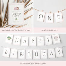 Load image into Gallery viewer, Pink Baseball 1st Birthday Invitation, Preppy Crest Monogram Template 0314
