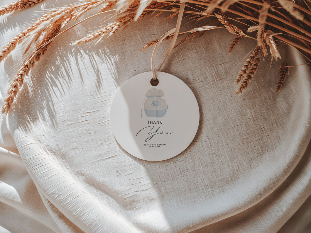 Editable blue Korean Doljanchi boy Favor tag template 0304