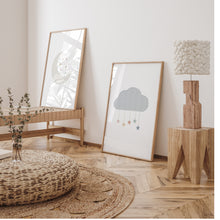 Load image into Gallery viewer, Watercolor boho pastel moon and cloud set of 2 art prints 07-26410
