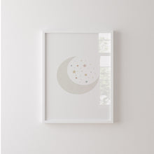 Load image into Gallery viewer, Watercolor boho pastel moon and cloud set of 2 art prints 07-26410
