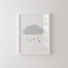 Load image into Gallery viewer, Watercolor boho pastel moon and cloud set of 2 art prints 07-26410
