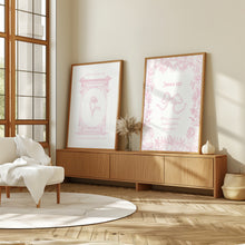 Load image into Gallery viewer, Modern pink aesthetic coquette Christian art set of 2 art prints
