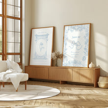 Load image into Gallery viewer, Modern blue aesthetic coquette Christian art set of 2 art prints
