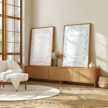 Load image into Gallery viewer, Pink and blue husband and white bible verse set of 2 art prints

