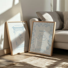Load image into Gallery viewer, Modern blue aesthetic coquette Christian art set of 2 art prints
