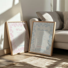 Load image into Gallery viewer, Pink and blue husband and white bible verse set of 2 art prints

