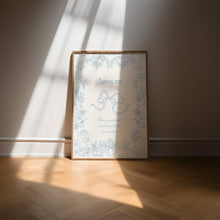 Load image into Gallery viewer, Modern blue aesthetic coquette Christian art set of 2 art prints
