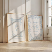 Load image into Gallery viewer, Modern blue aesthetic coquette Christian art set of 2 art prints
