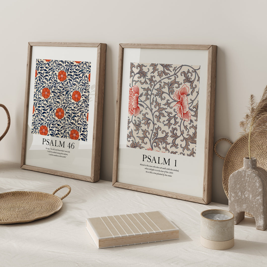 Set of 2 Chinoiserie flower pattern art prints