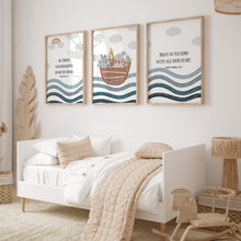 Load image into Gallery viewer, Watercolor set of 3 Noah&#39;s ark Christian kids bible verse art prints 07-270
