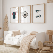 Load image into Gallery viewer, Watercolor basketball soccer, ball, sneakers set of 3 art print 07-27310
