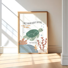 Load image into Gallery viewer, Watercolor set of 3 nautical under the sea Christian kids bible verse art prints 07-26202
