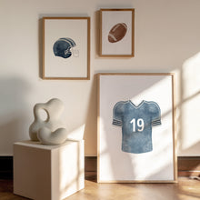 Load image into Gallery viewer, Watercolor Blue American football set of 3 art prints 07-29602
