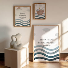 Load image into Gallery viewer, Watercolor set of 3 Noah&#39;s ark Christian kids bible verse art prints 07-270
