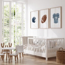 Load image into Gallery viewer, Watercolor Blue American football set of 3 art prints 07-29602
