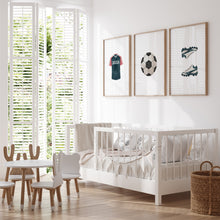 Load image into Gallery viewer, Watercolor basketball soccer, ball, sneakers set of 3 art print 07-27310
