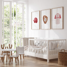 Load image into Gallery viewer, Watercolor red baseball sports nursery set of 3 art prints 07-27308
