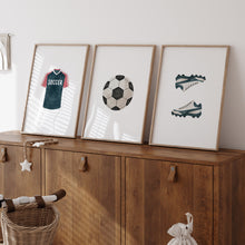 Load image into Gallery viewer, Watercolor basketball soccer, ball, sneakers set of 3 art print 07-27310
