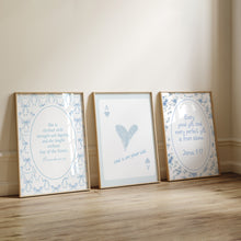 Load image into Gallery viewer, set of 3 Blue trendy girly bible verse wall art prints
