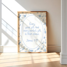 Load image into Gallery viewer, set of 3 Blue trendy girly bible verse wall art prints
