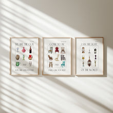 Load image into Gallery viewer, set of 3 vintage Christian scripture wall art prints
