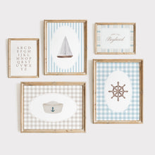 Load image into Gallery viewer, Preppy Nautical Nursery Wall Art Print (choose you print) 07-363
