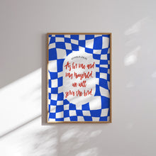Load image into Gallery viewer, Modern Blue Red Christian Kitchen Bible verse Gallery wall art prints
