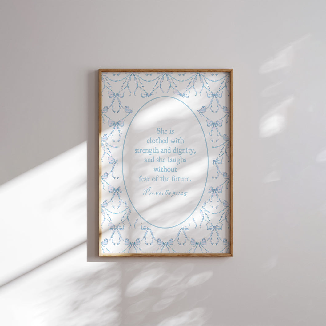 Aesthetic pink blue trendy girly room wall art print