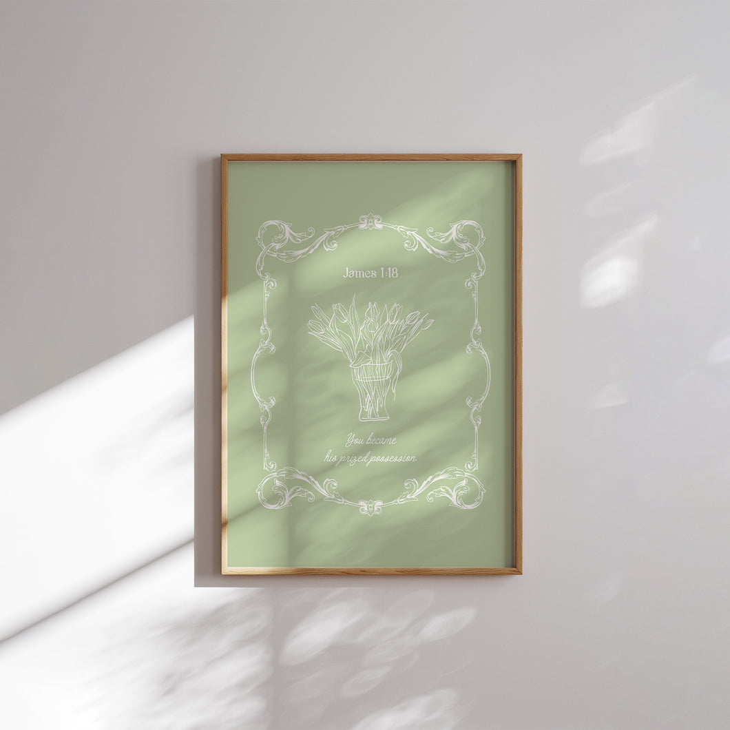 Modern Pink green aesthetic Christian kitchen wall art print