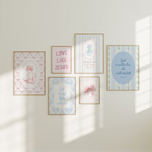 Load image into Gallery viewer, Aesthetic Set of 6 Pastel pink blue Christian wall art 02-327 (Choose your print)
