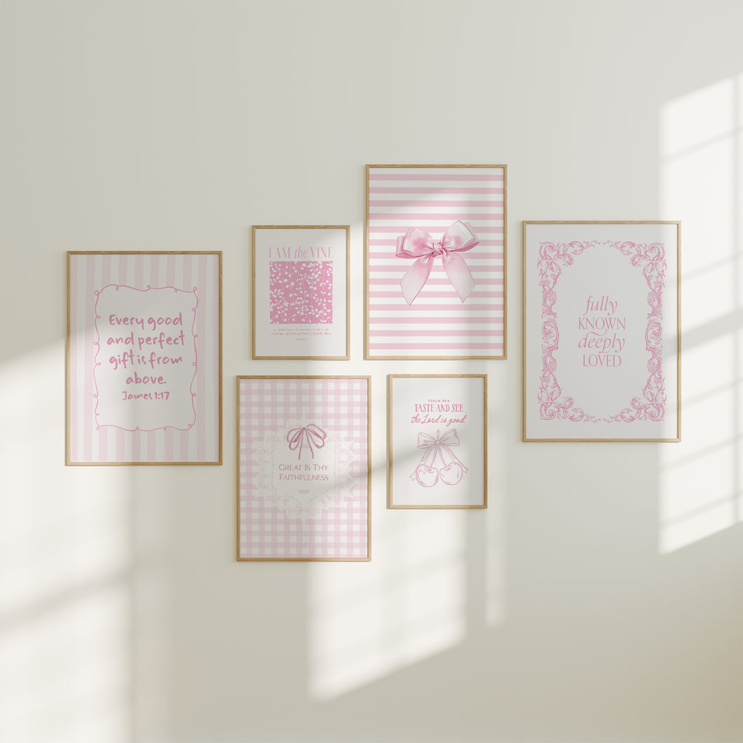 Pink set of 6 Christian wall art prints 02-319