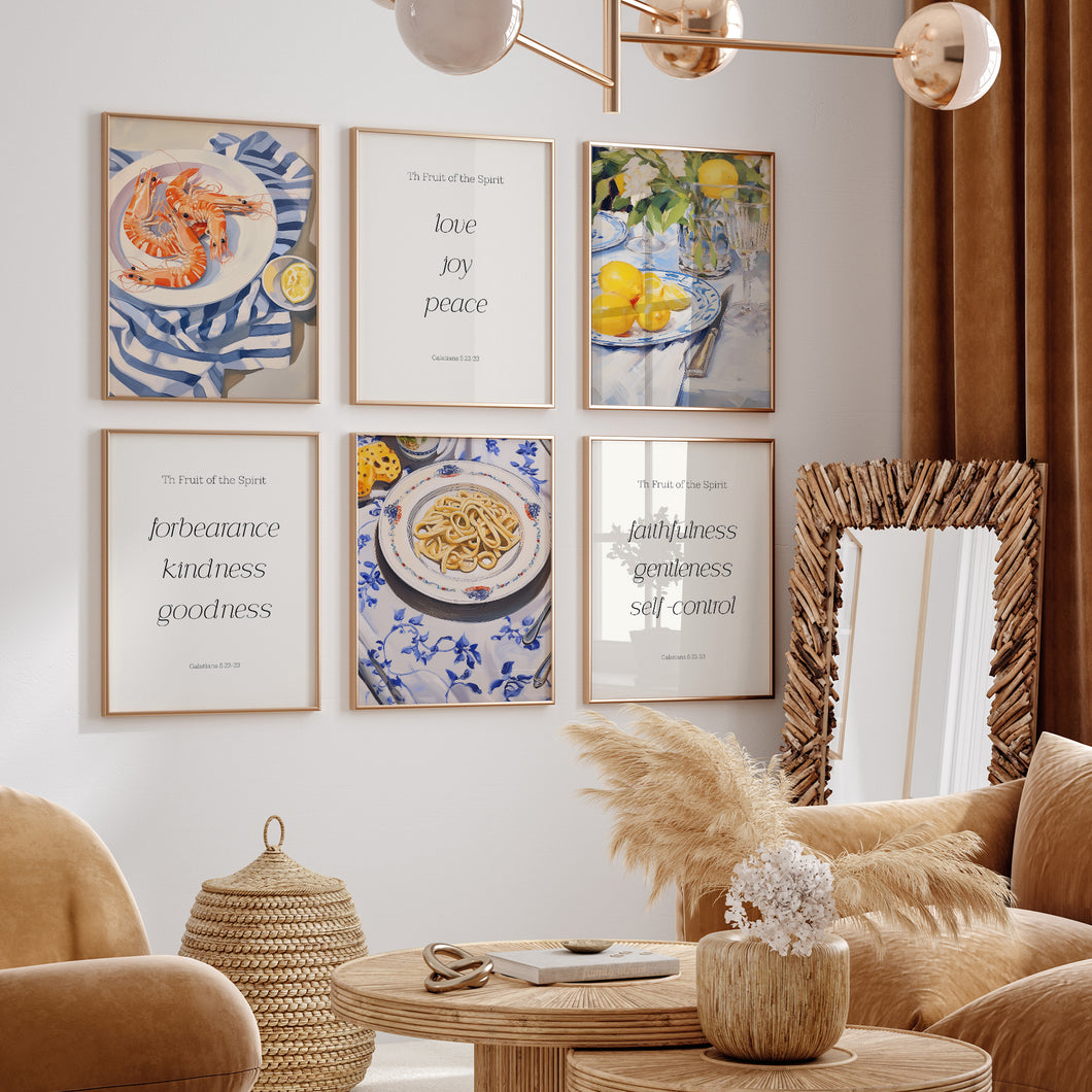 The fruit of the spirit set of 6 wall art prints