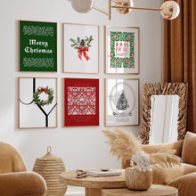 Load image into Gallery viewer, Set of 6 Minimal red green Christian Christmas Bible Verse Wall Art Bundle 13-214
