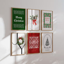 Load image into Gallery viewer, Set of 6 Minimal red green Christian Christmas Bible Verse Wall Art Bundle 13-214
