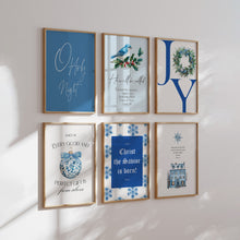 Load image into Gallery viewer, Set of 6 Blue Christian Christmas Bible Verse Wall Art Prints 13-211
