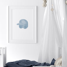 Load image into Gallery viewer, Watercolor Blue baseball set of 6 art print 07-30301
