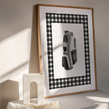 Load image into Gallery viewer, Black gingham pattern watercolor golf set of 6 art print 07-31102
