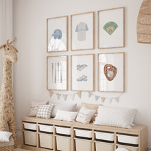 Load image into Gallery viewer, Watercolor blue baseball individual art print (choose you print) 07-303
