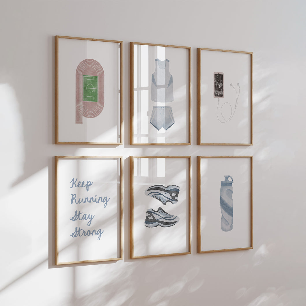 Watercolor running track set of 6 wall art 07-330