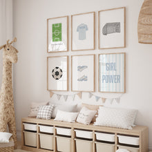 Load image into Gallery viewer, Watercolor blue soccer set of 6 art print 07-33101
