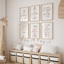 Load image into Gallery viewer, set of 6 boho Christian kids bible verse art prints 07-20104
