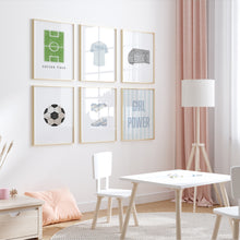 Load image into Gallery viewer, Watercolor blue soccer set of 6 art print 07-33101
