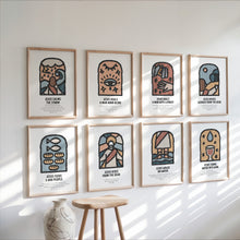 Load image into Gallery viewer, Set of 8 boho Miracle of Jesus art prints 07-217
