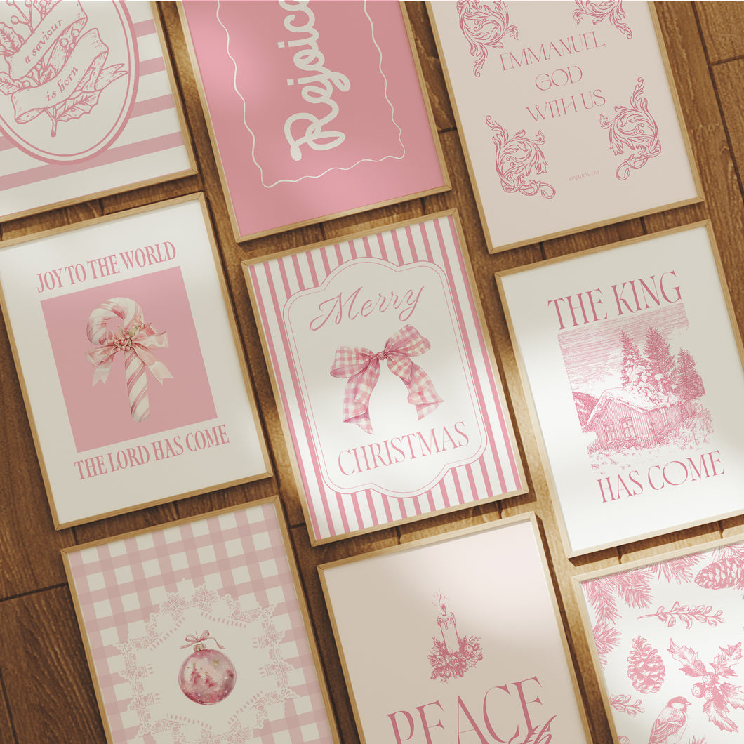 Pink Set of 9 Christian Christmas Wall Art Bundle 13-223