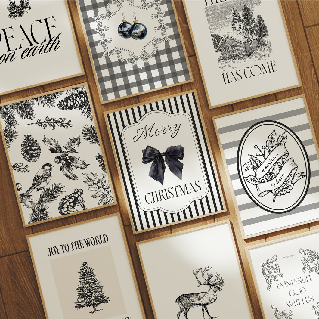 Black Set of 9 Christian Christmas Wall Art Bundle 13-226