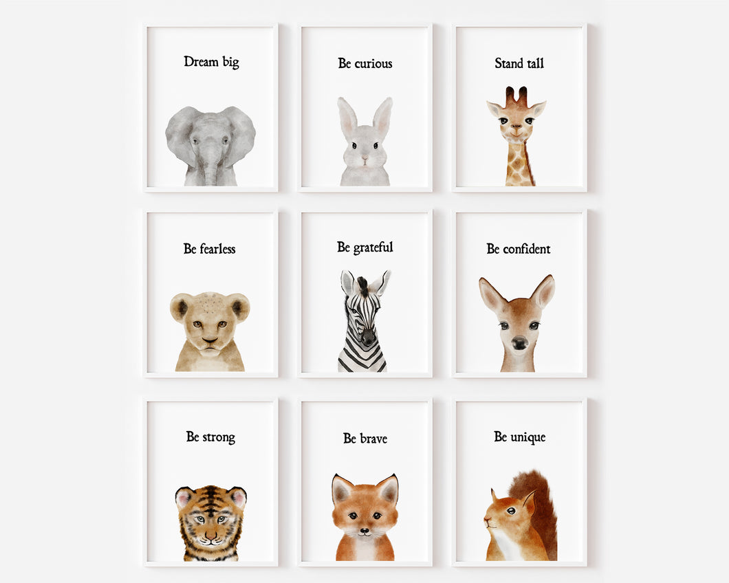set of 9 baby animal be quote art prints 07-16303