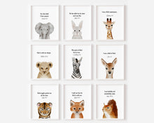 Load image into Gallery viewer, set of 9 baby animal bible verse art prints 07-16305
