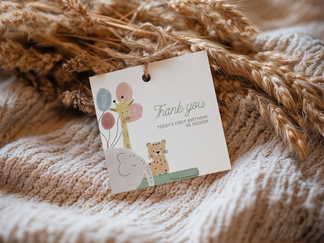 0306 boho animal birthday Favor tag