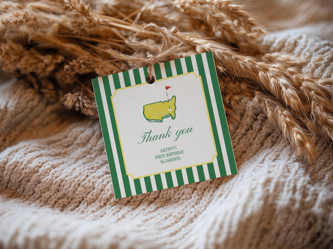 0313 green golf masters favor tag template